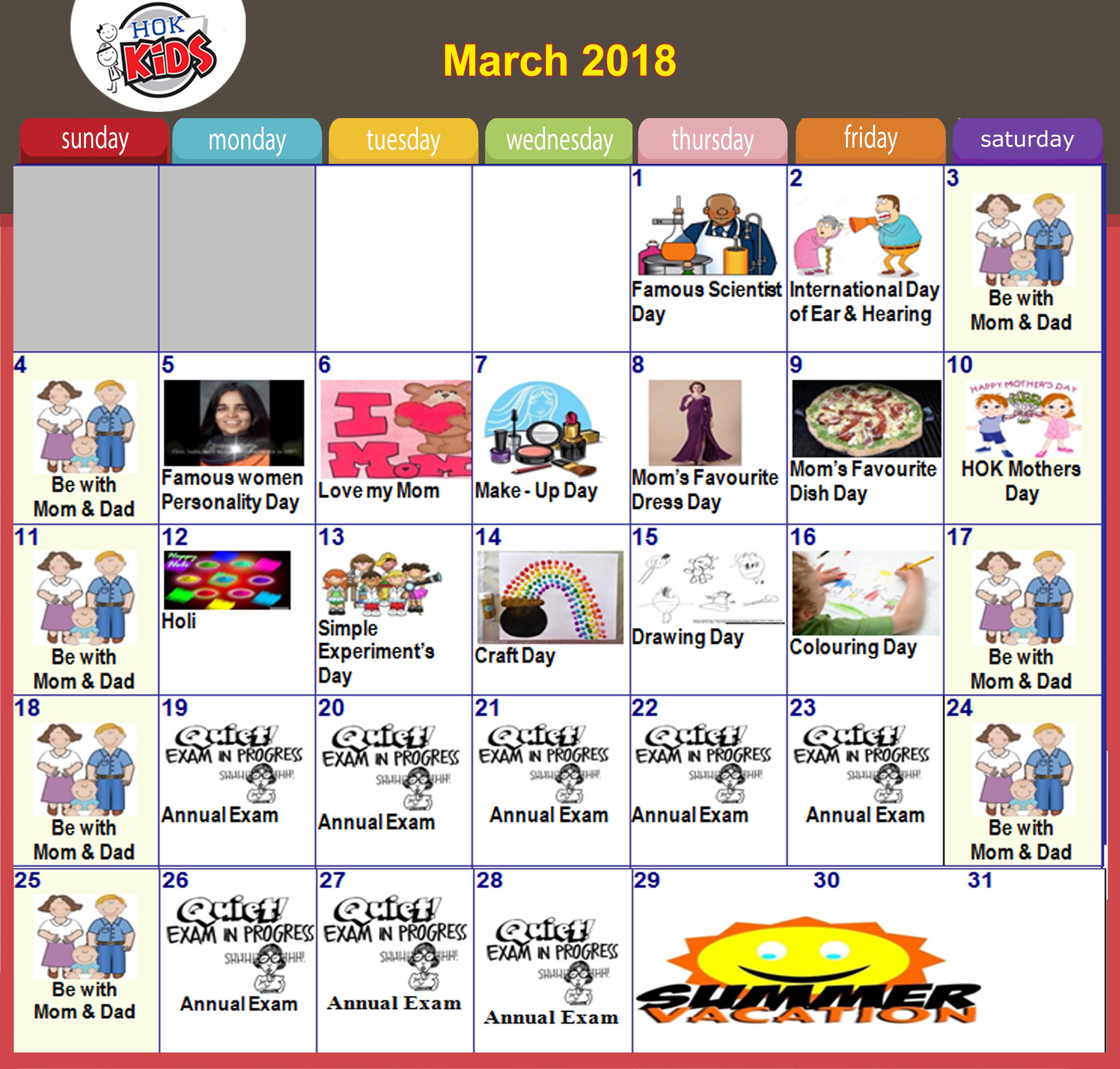 calender | HOK KIDS | LKG- UKG- PLAY SCHOOL